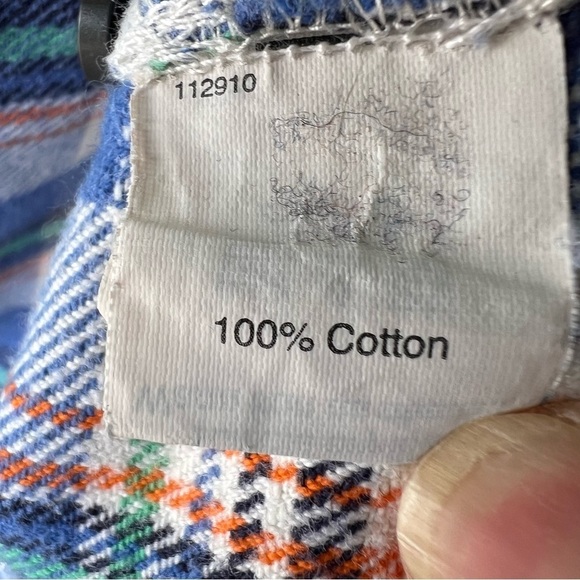 Madewell Flannel Plaid Shirt Medium Blue Cream Green Button Up Shirt Size Medium - Picture 5 of 6